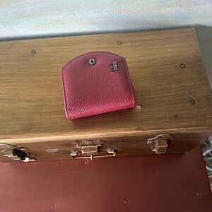 Red Leather Coin Pouch